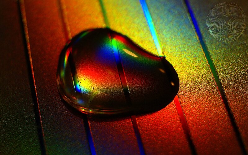 Rainbow-colored Water Droplet — Red, Dramatic