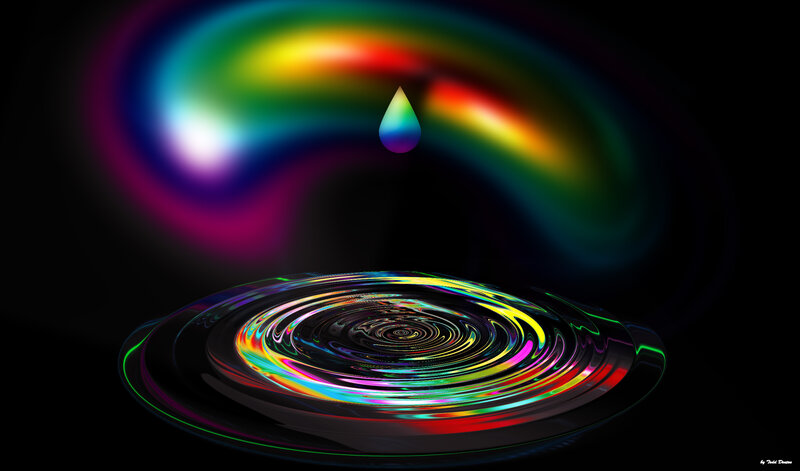 Rainbow-colored Water Droplet