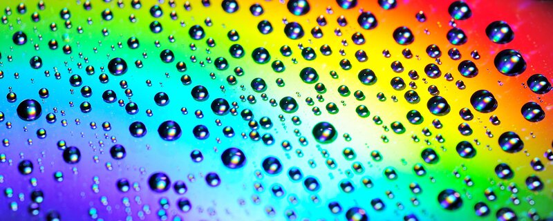 Rainbow-colored Water Droplets — Blue