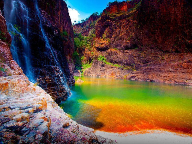 Rainbow-colored Waterfall