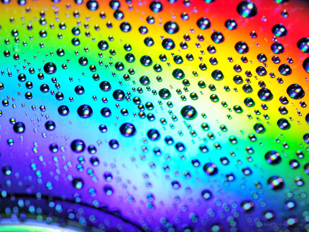 Rainbow colors with water droplets