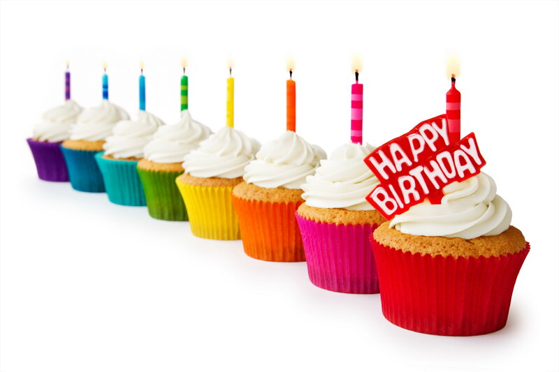 Rainbow Cupcakes in Row