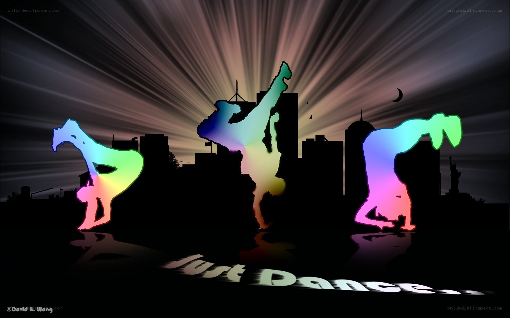 Rainbow dancers in city