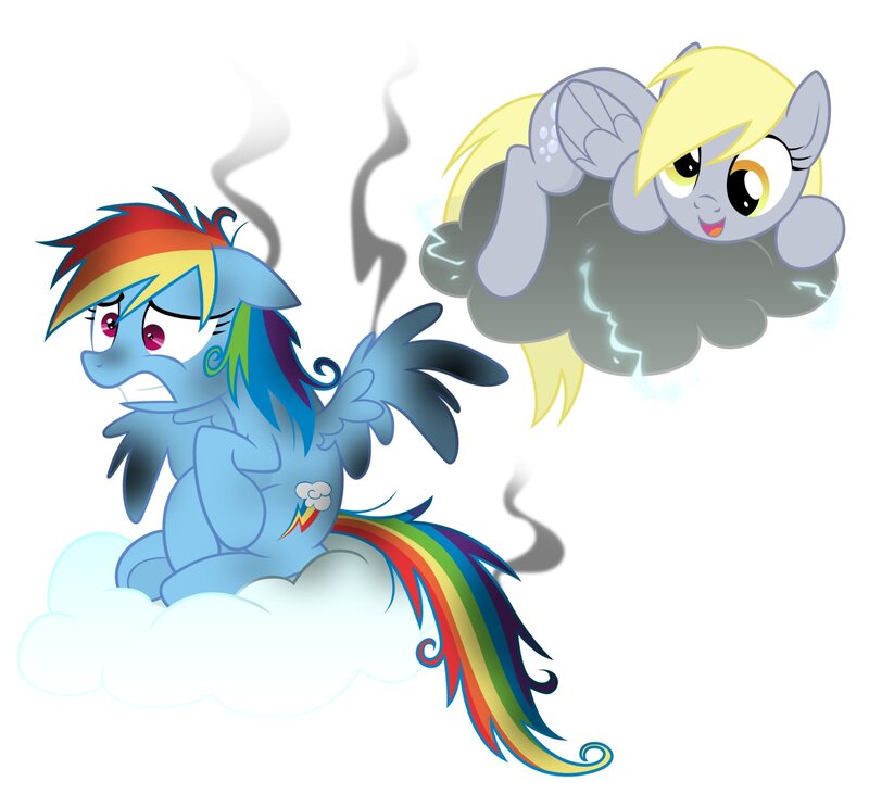 Rainbow Dash and Derpy in clouds