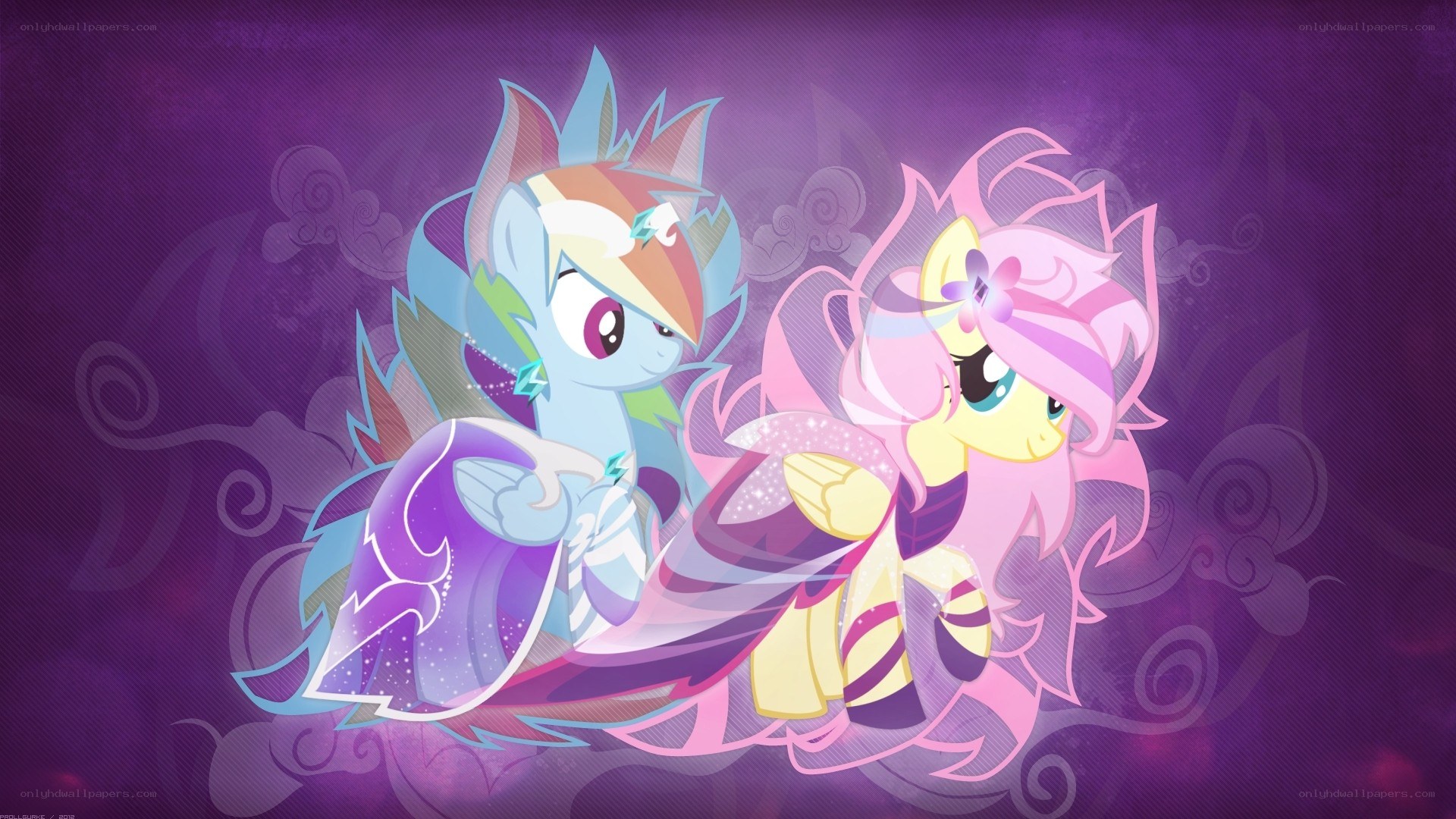 Rainbow Dash and Fluttershy in elegant attire