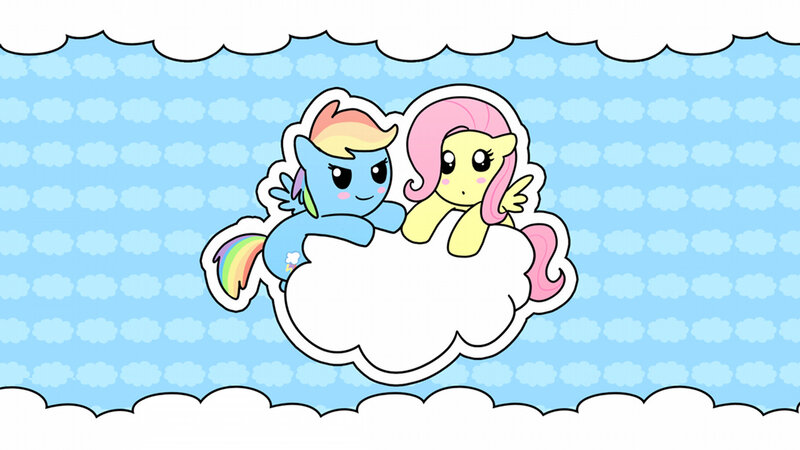 rainbow dash and fluttershy on a cloud