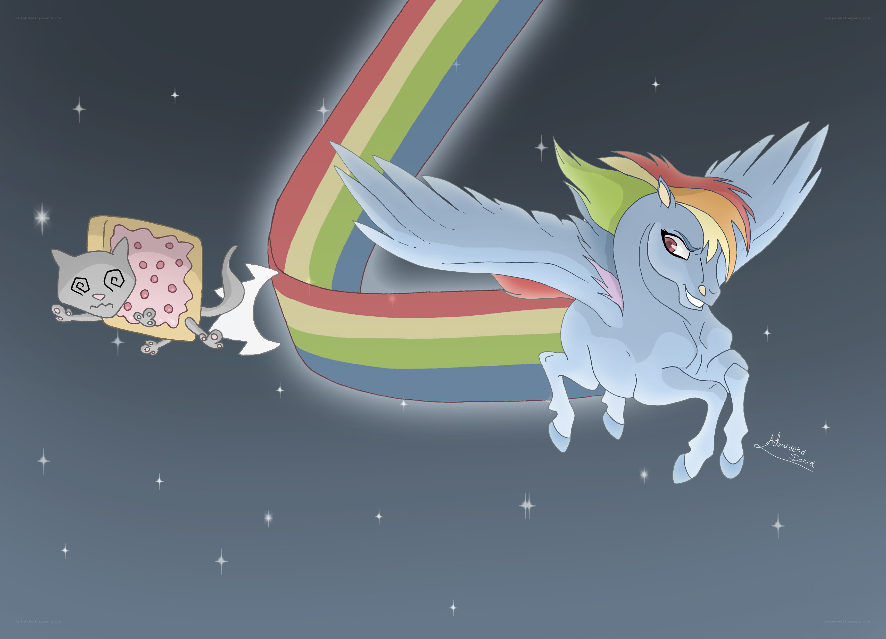 Rainbow Dash and Nyan Cat in space