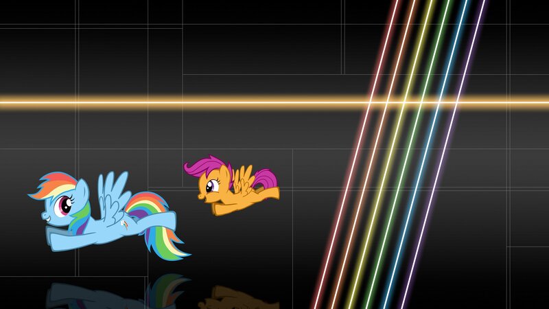Rainbow Dash and Scootaloo flying