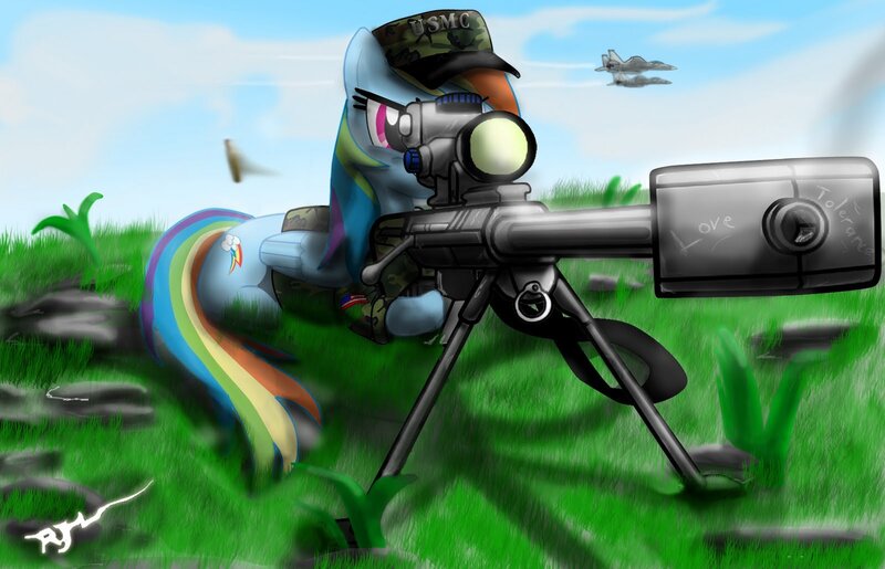Rainbow Dash as a sniper