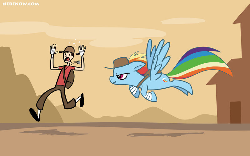 Rainbow Dash chases a man