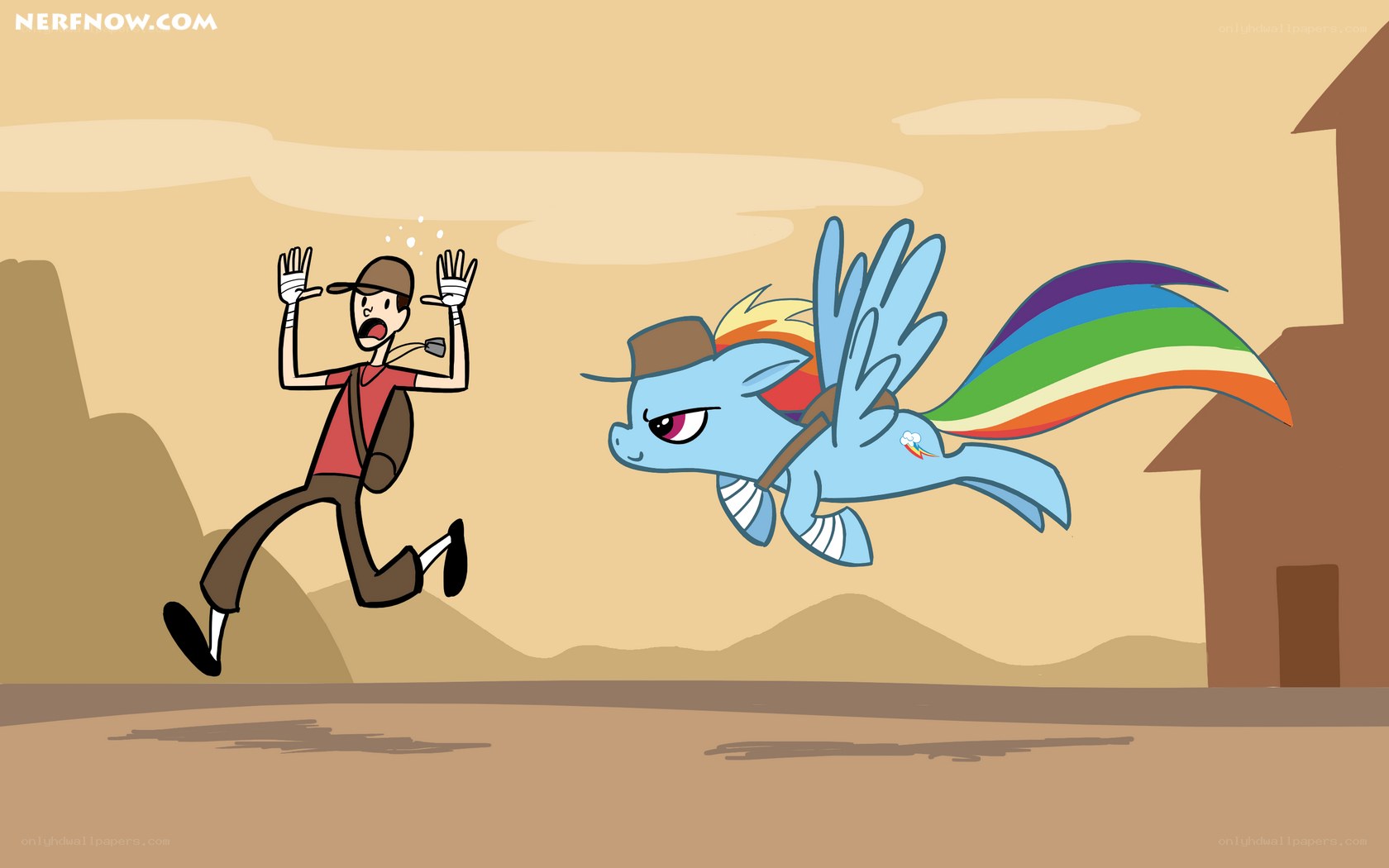 Rainbow Dash chases a man