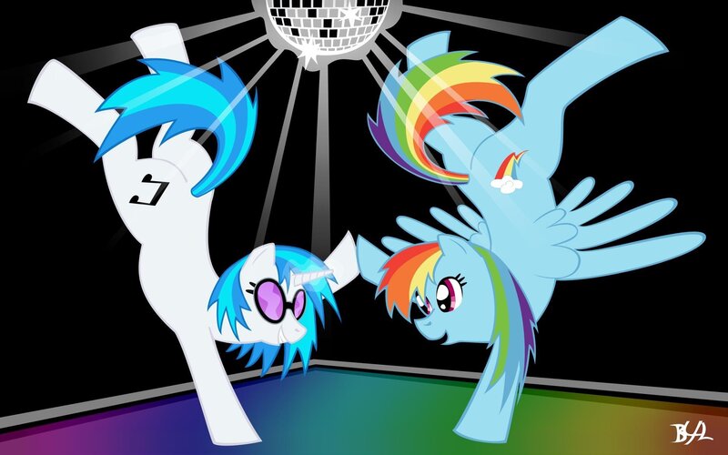 Rainbow Dash dancing at a club