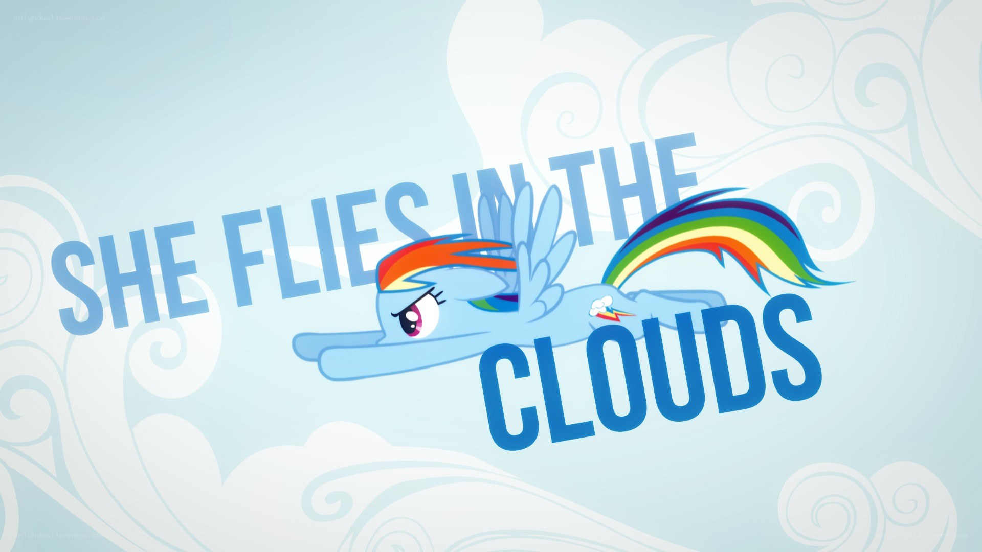 rainbow dash flies in the clouds