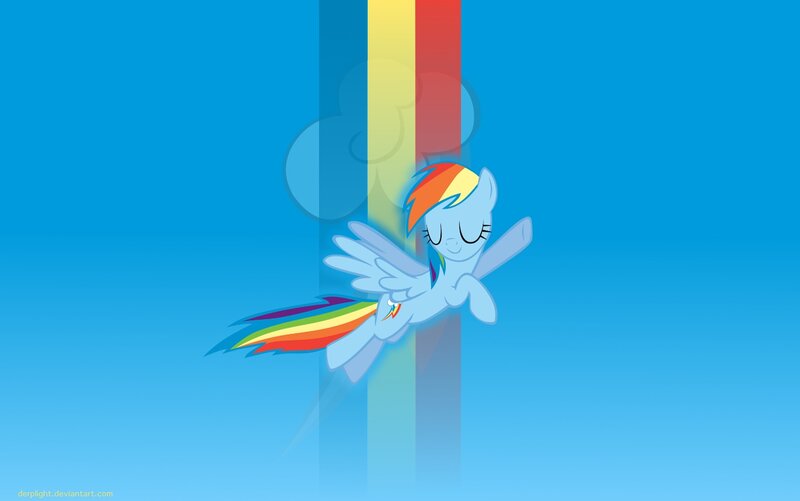 Rainbow Dash flying in sky
