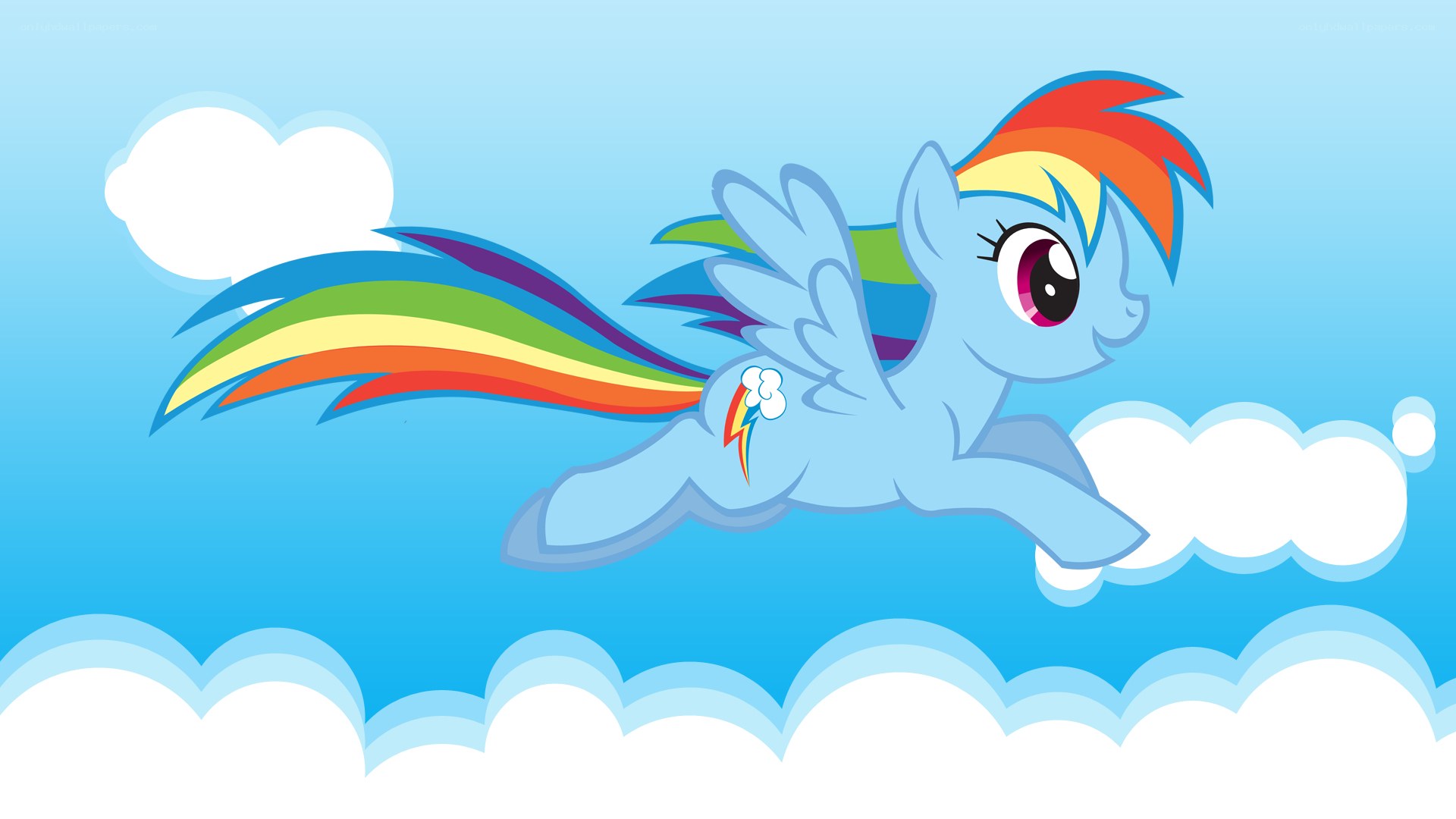 Rainbow Dash flying in the sky