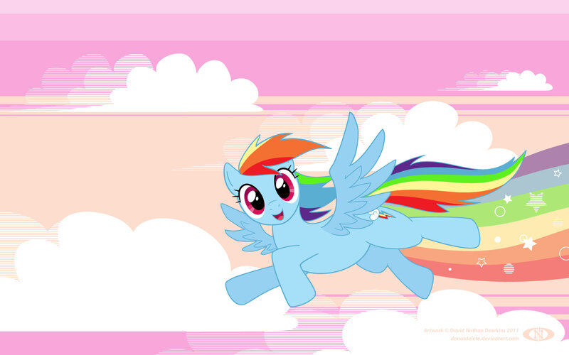 Rainbow Dash flying in the sky