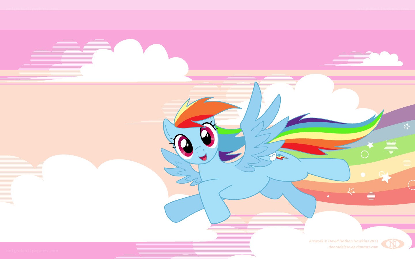Rainbow Dash flying in the sky