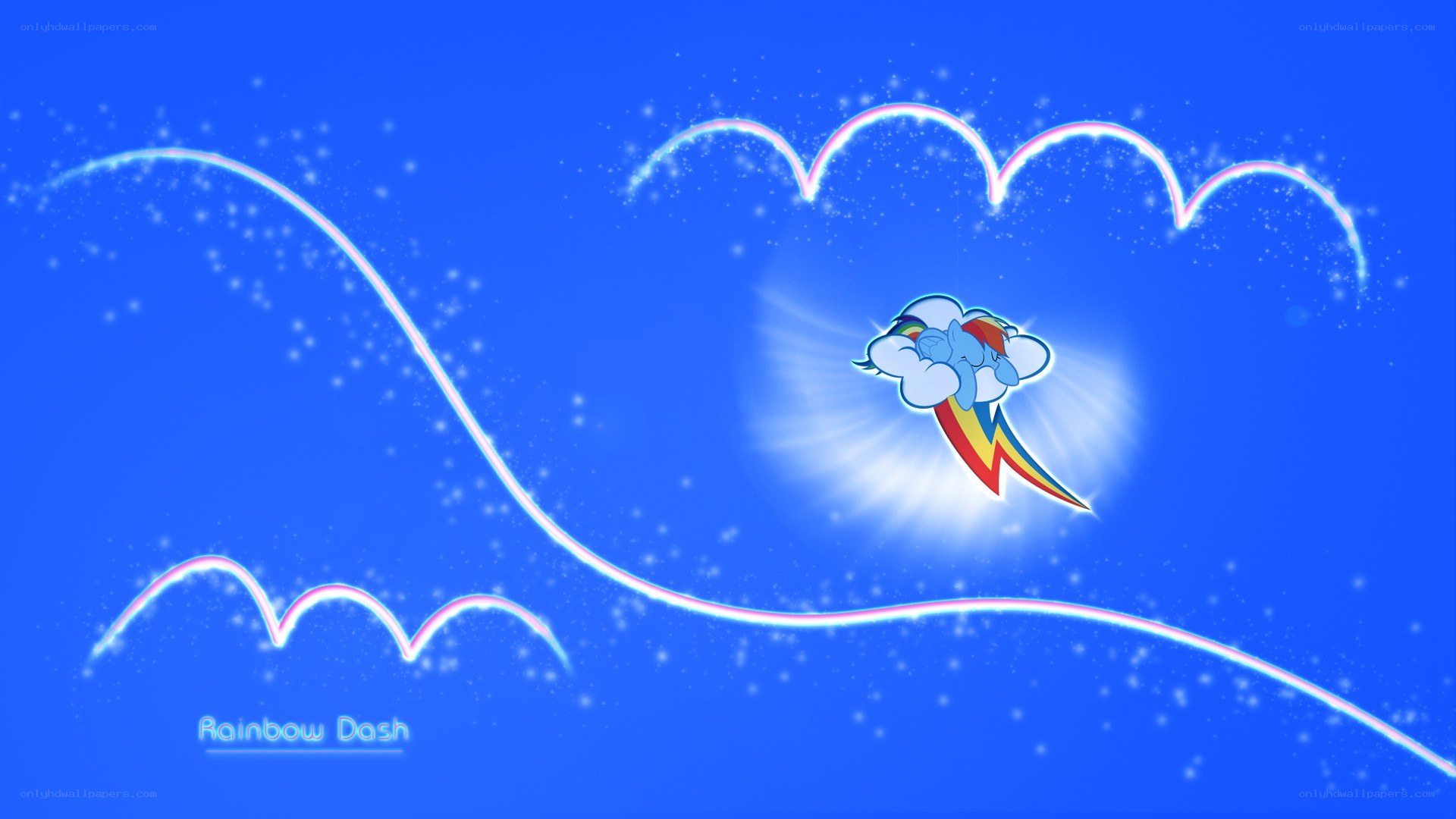 Rainbow Dash flying in the sky