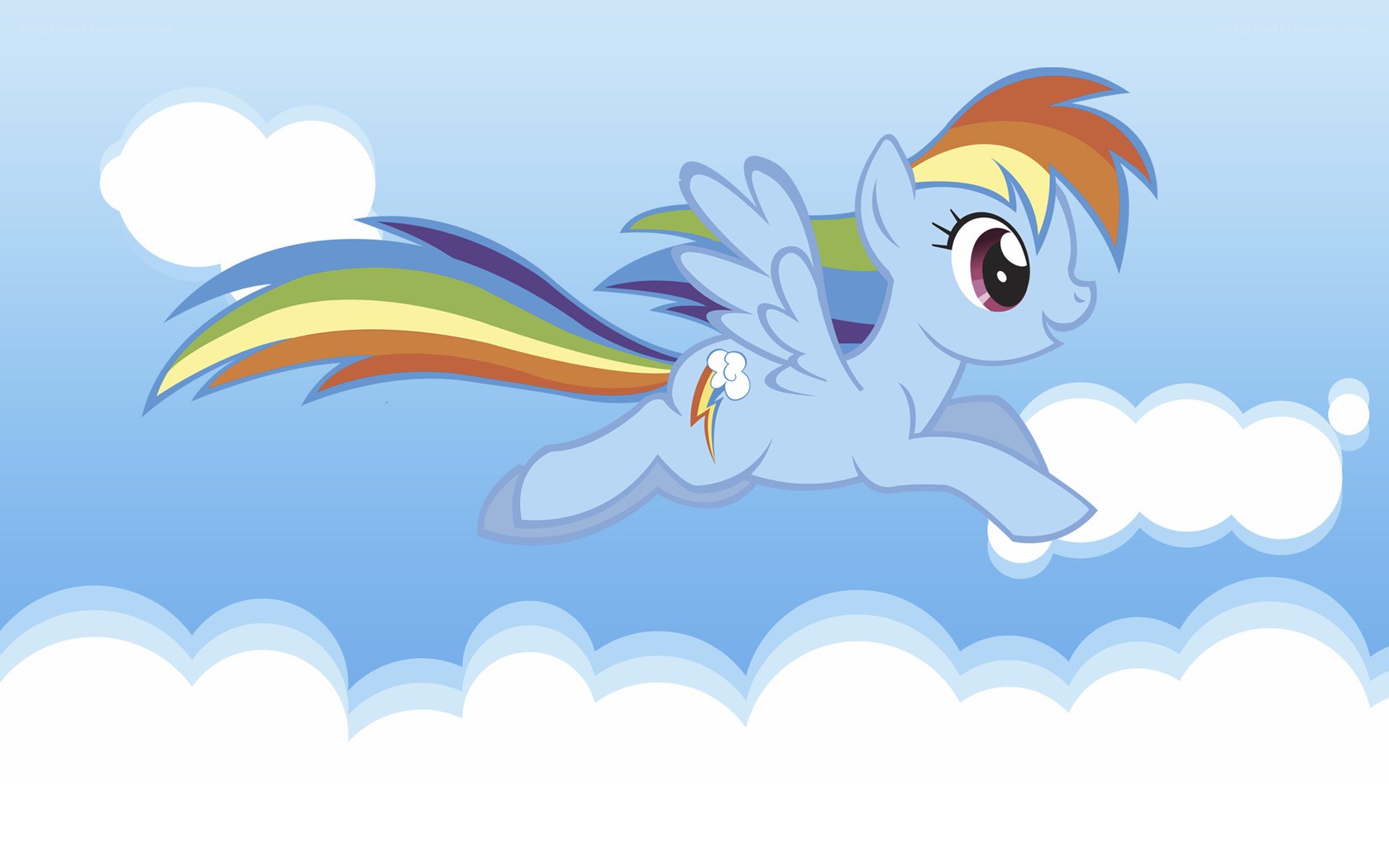 Rainbow Dash flying in the sky