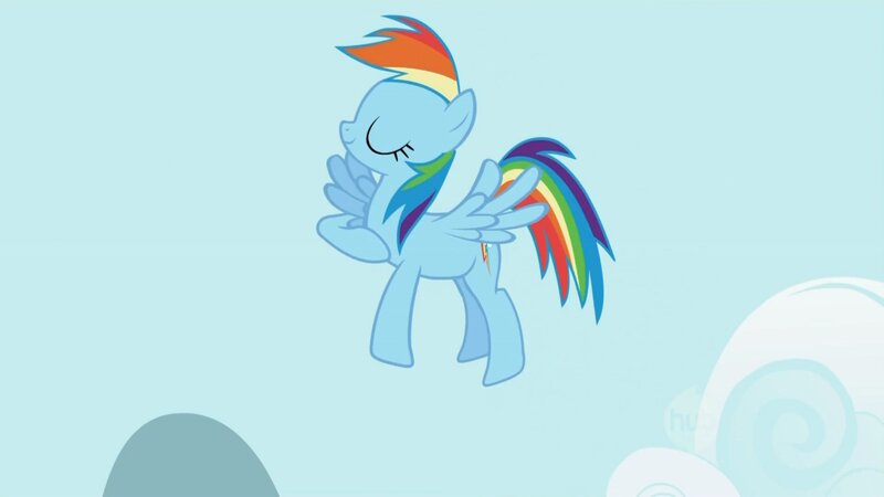 Rainbow Dash flying peacefully