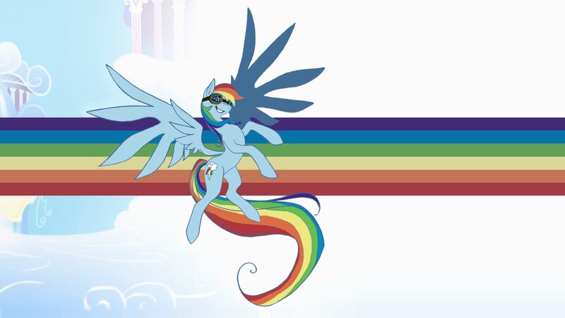 Rainbow Dash flying with rainbow tail