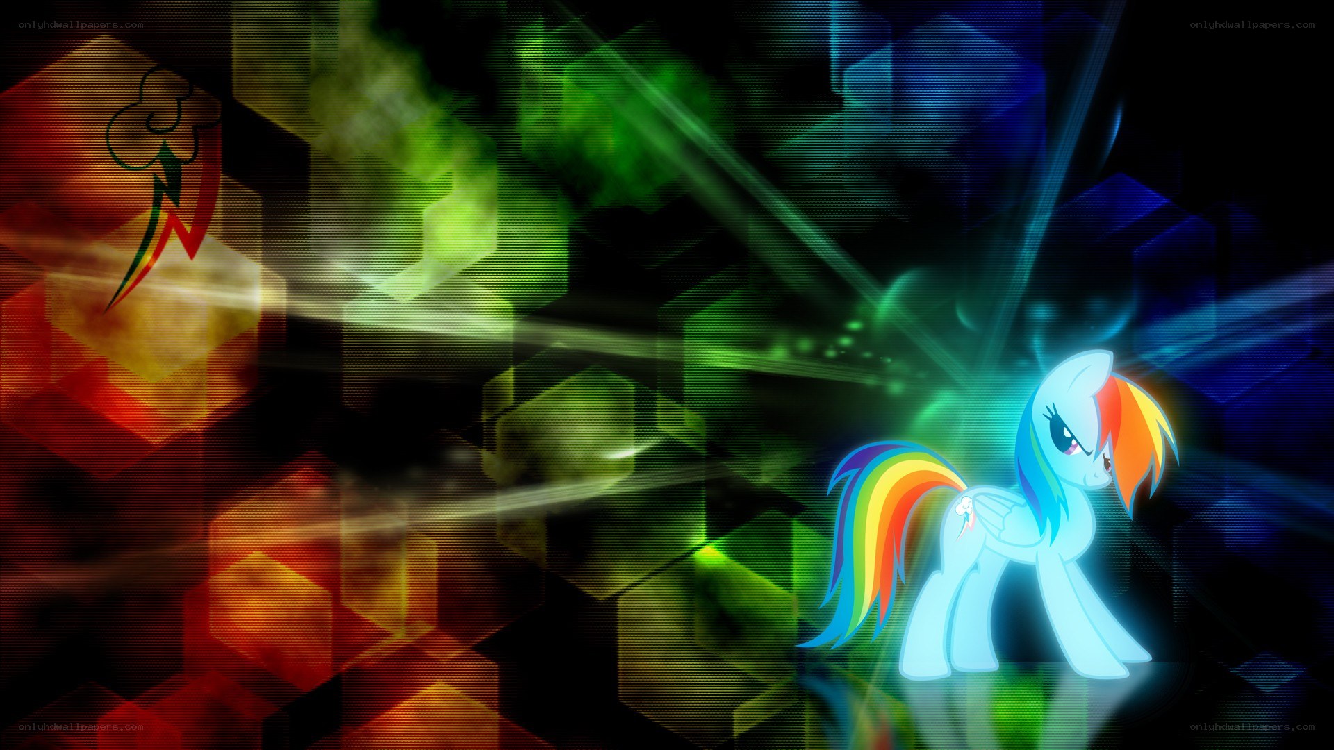 Rainbow Dash in a colorful scene