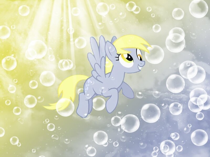 Rainbow Dash in bubbles
