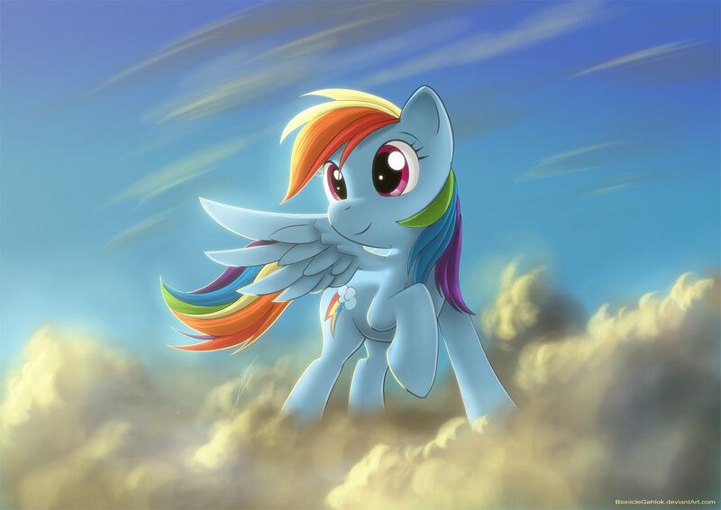 Rainbow Dash in the clouds