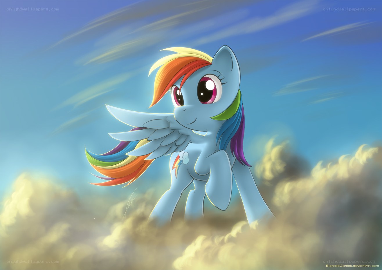 Rainbow Dash in the clouds
