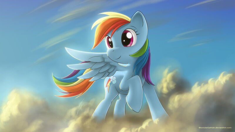 Rainbow Dash in the clouds