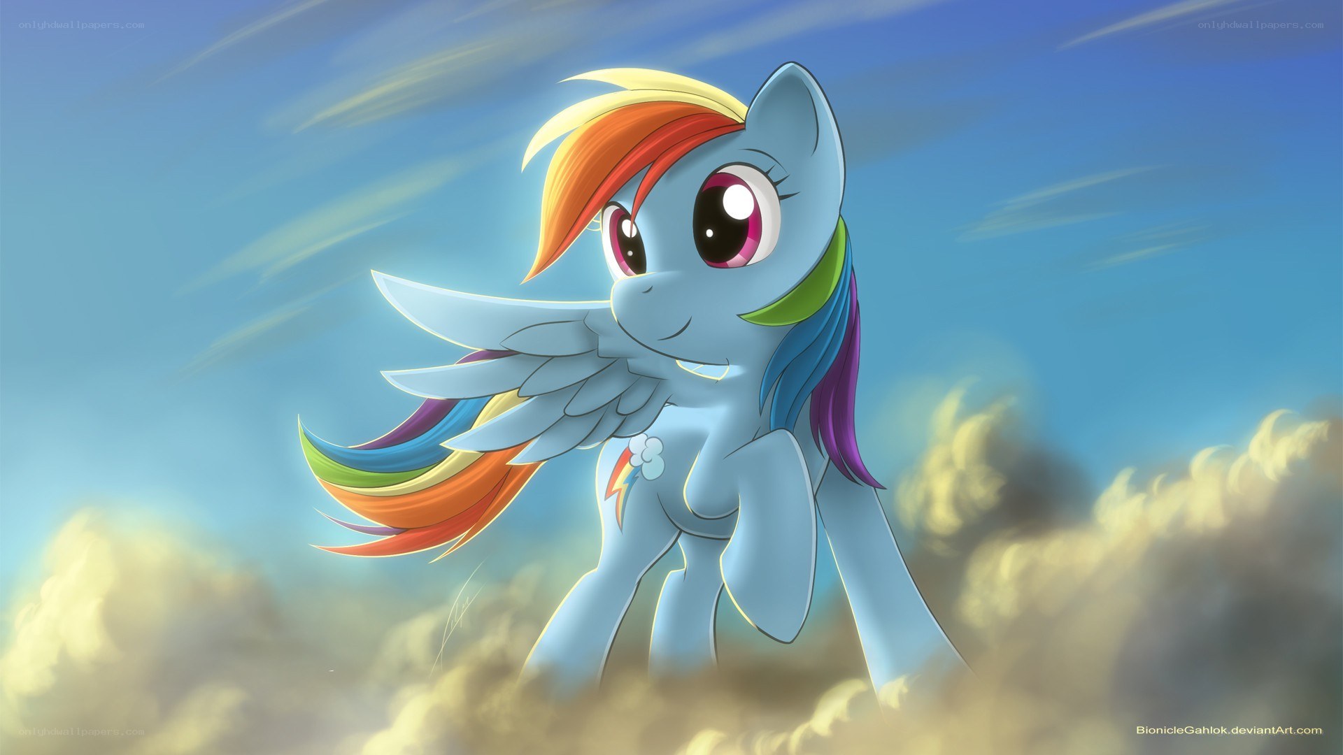 Rainbow Dash in the clouds
