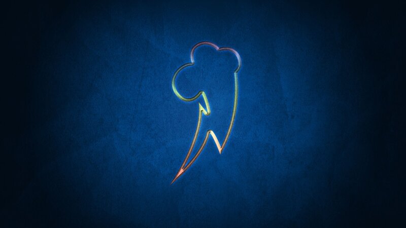 Rainbow Dash logo on blue