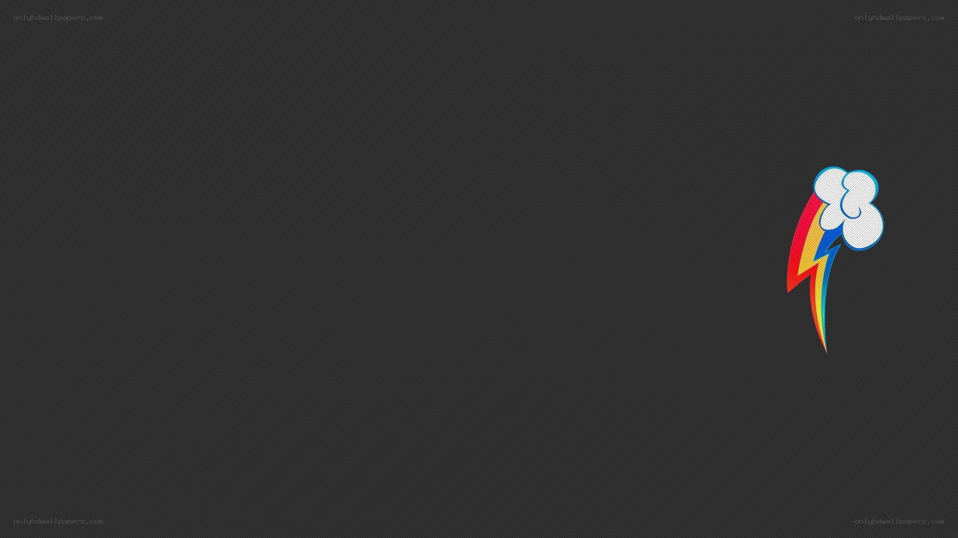 Rainbow Dash logo on dark background
