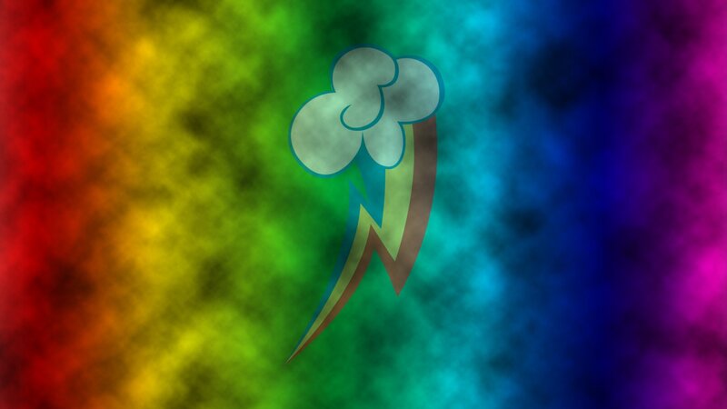 Rainbow Dash logo on rainbow background