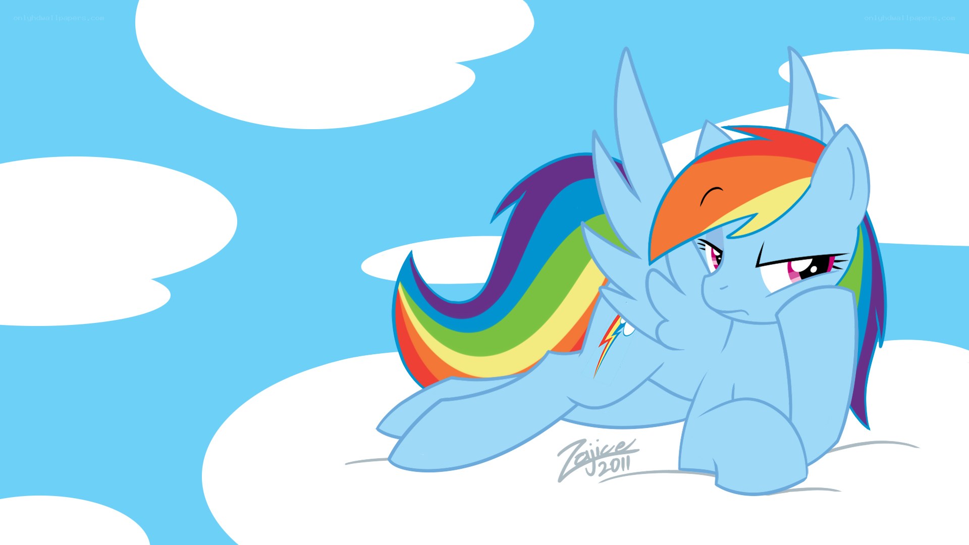 Rainbow Dash on a cloud