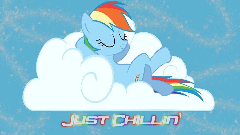 Rainbow Dash on a Cloud — Blue