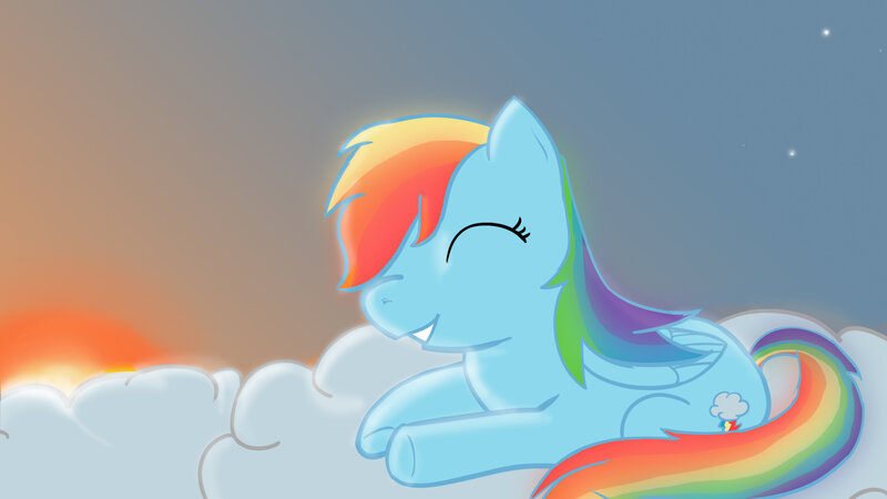 rainbow dash on cloud