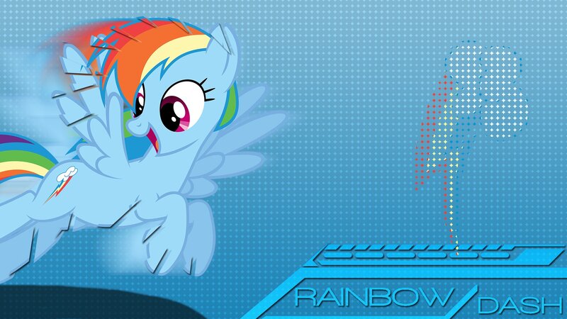Rainbow Dash Pony — Blue, Dynamic, Digital Art