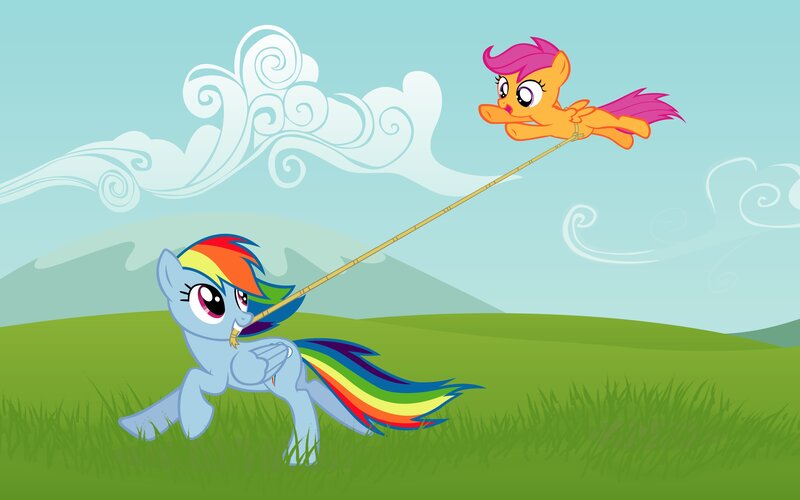 rainbow dash pulling a pony