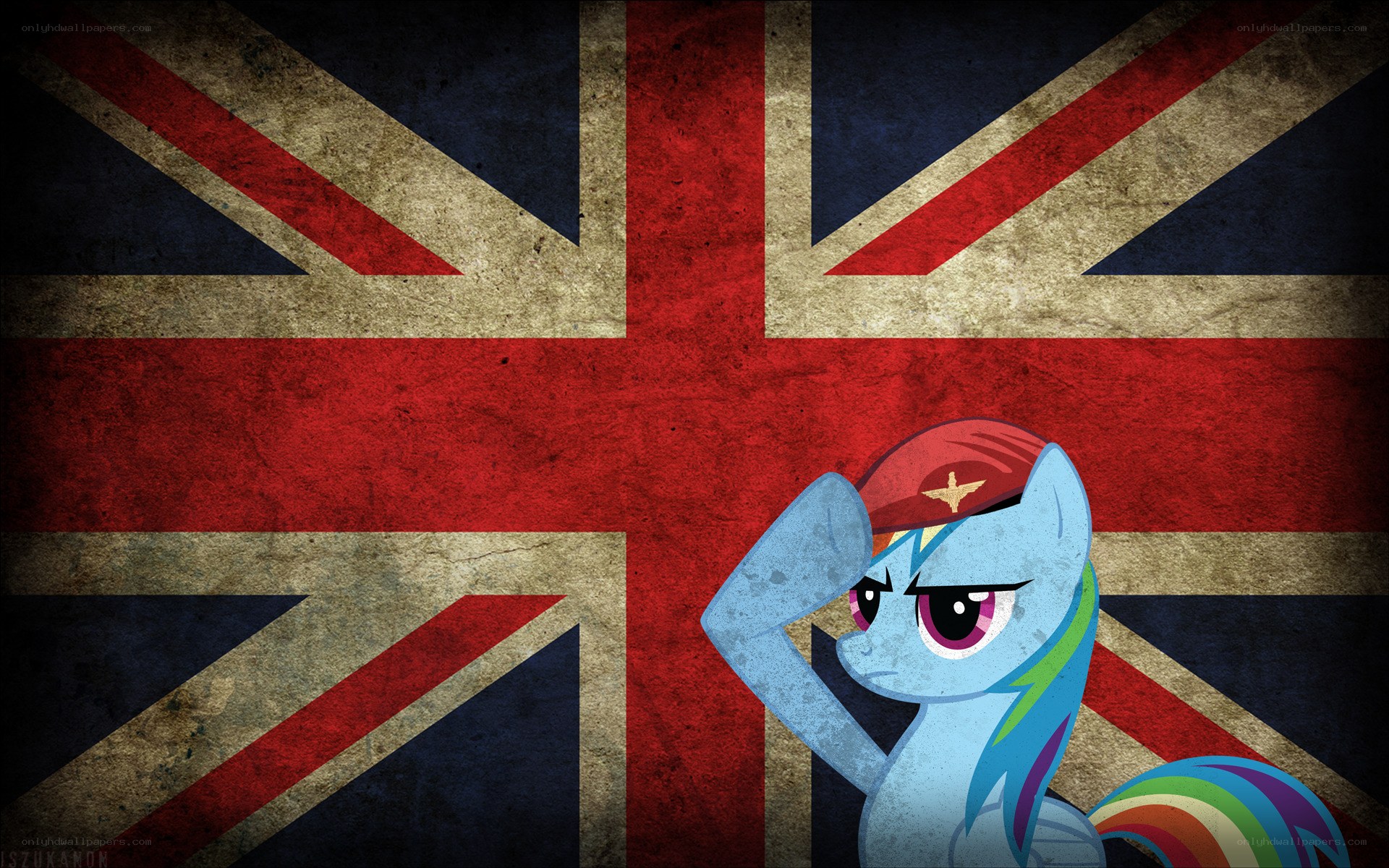 Rainbow Dash salutes UK flag