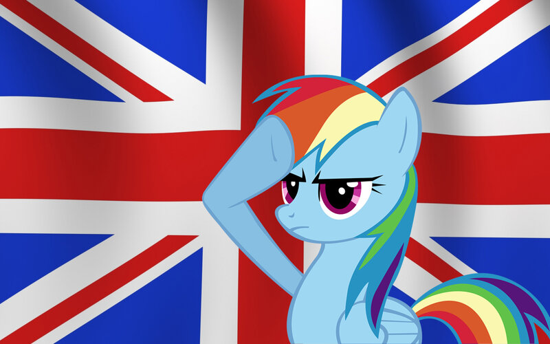 Rainbow Dash salutes UK flag