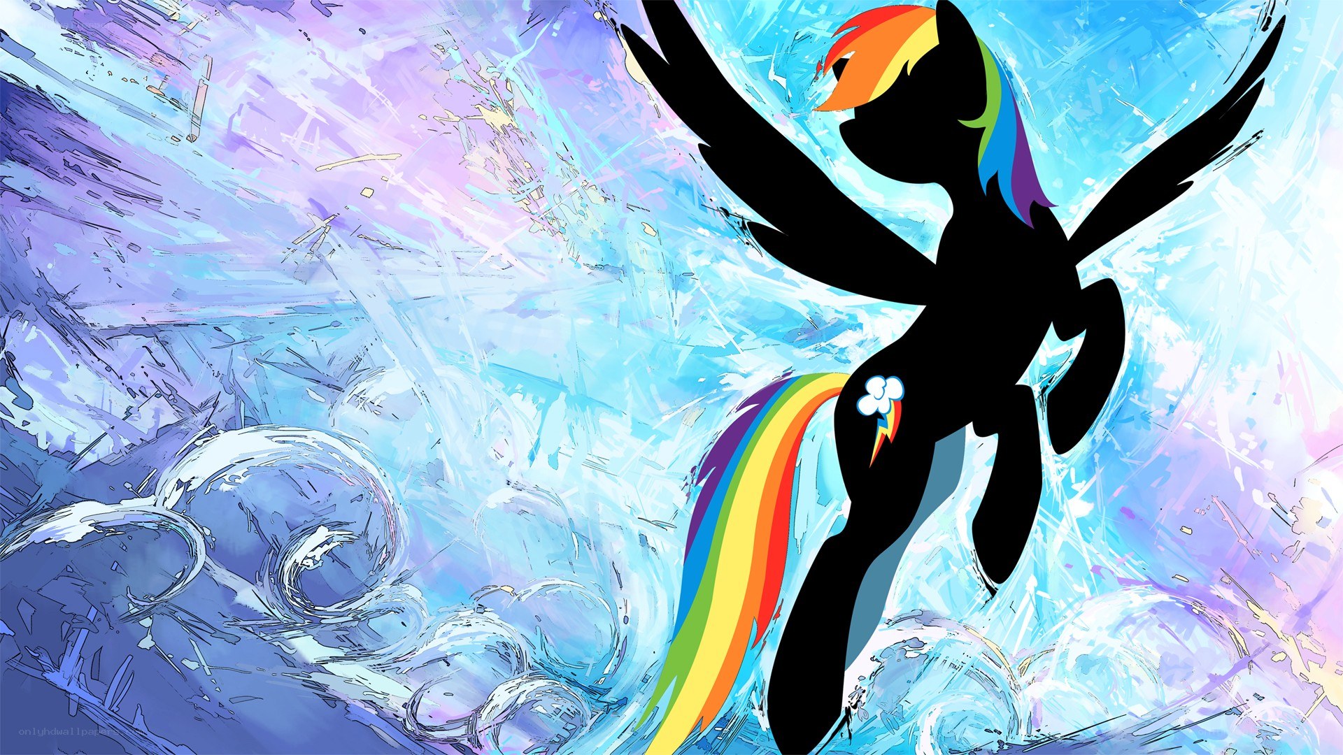 Rainbow Dash silhouette in water
