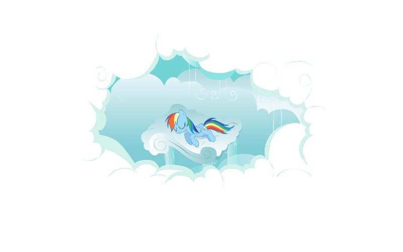 Rainbow Dash sleeping in clouds