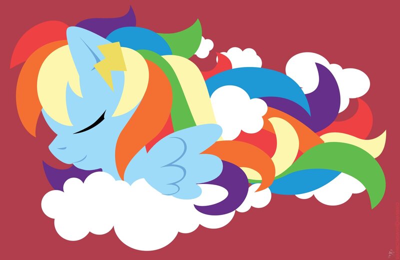 Rainbow Dash sleeping on a cloud