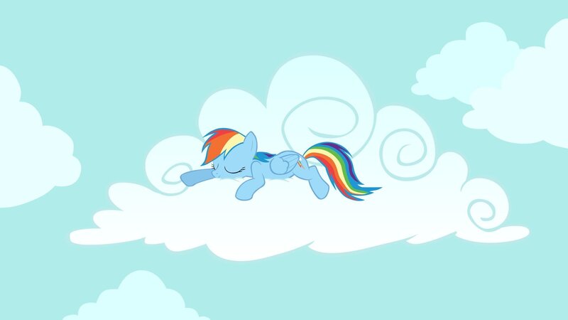 rainbow dash sleeping on a cloud