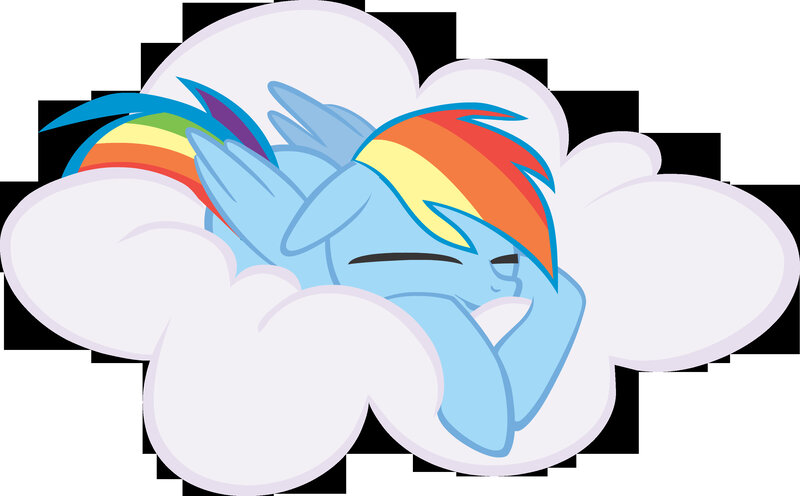 Rainbow Dash sleeping on a cloud