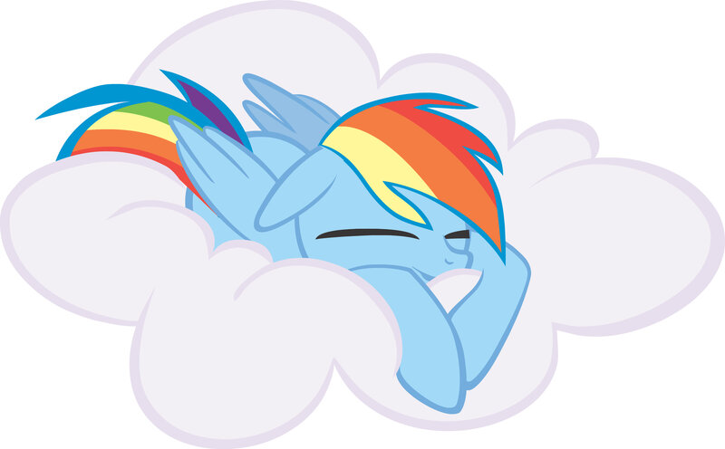 Rainbow Dash sleeping on a cloud