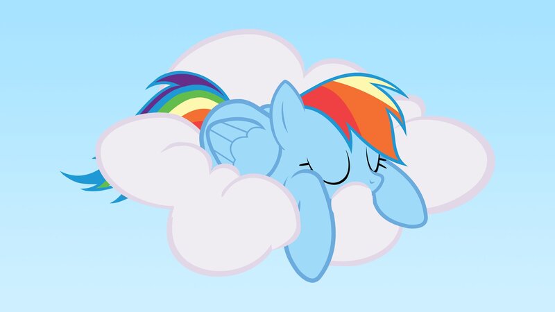 Rainbow Dash sleeping on a cloud
