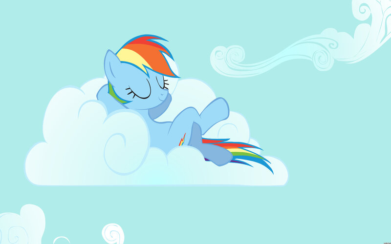 Rainbow Dash sleeping on a cloud