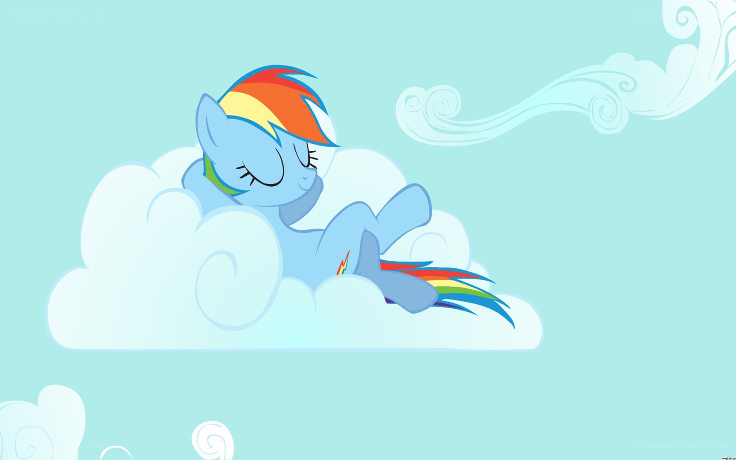 Rainbow Dash sleeping on a cloud